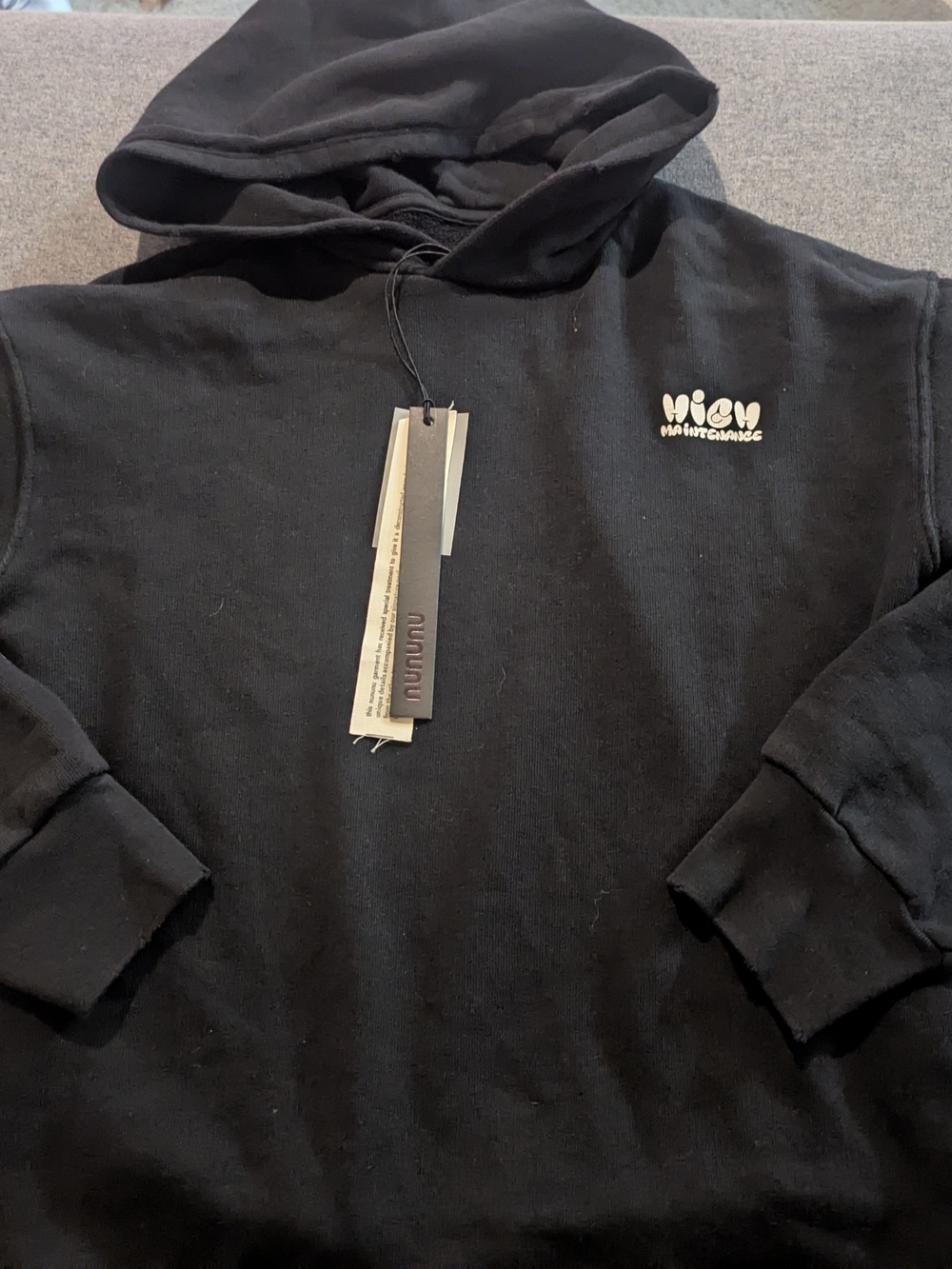 nununu Black Hooded Sweatshirt with White Logo